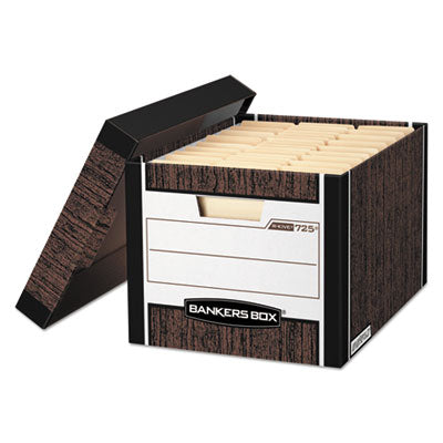 R-KIVE Heavy-Duty Storage Boxes, Letter/Legal Files, 12.75" x 16.5" x 10.38", Woodgrain, 12/Carton Flipcost Flipcost