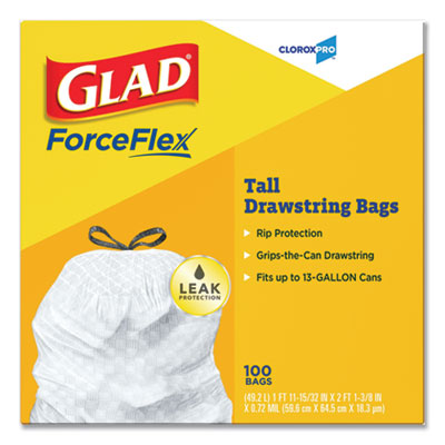 Tall Kitchen Durable Drawstring Trash Bag, 13 gal, 0.72 mil, 24" x 27.38", Gray, 100 Bags/Box, 4 Boxes/Carton Flipcost Flipcost