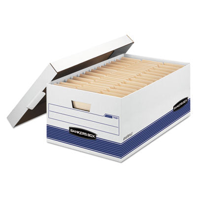 STOR/FILE Medium-Duty Storage Boxes, Legal Files, 15.88" x 25.38" x 10.25", White/Blue, 12/Carton Flipcost Flipcost