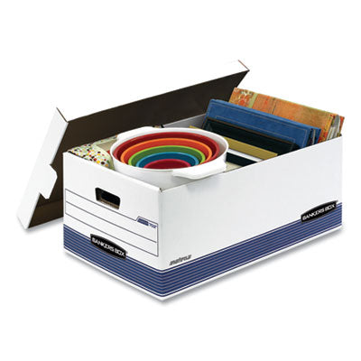 STOR/FILE Medium-Duty Storage Boxes, Legal Files, 15.88" x 25.38" x 10.25", White/Blue, 12/Carton Flipcost Flipcost