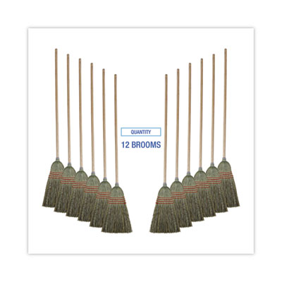 Mixed Fiber Maid Broom, Mixed Fiber Bristles, 55" Overall Length, Natural, 12/Carton Flipcost Flipcost