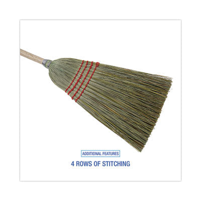 Mixed Fiber Maid Broom, Mixed Fiber Bristles, 55" Overall Length, Natural, 12/Carton Flipcost Flipcost