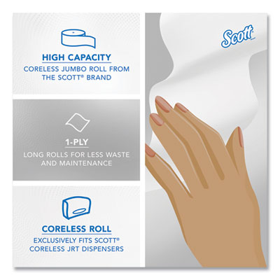 Scott® Coreless JRT Toilet Paper, Septic Safe, 1-Ply, White, 3.75 x 2,300 ft, 12 Rolls/Carton Flipcost Flipcost