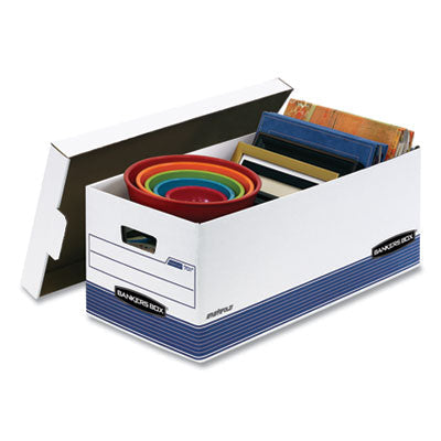 STOR/FILE Medium-Duty Storage Boxes, Letter Files, 12.88" x 25.38" x 10.25", White/Blue, 12/Carton Flipcost Flipcost