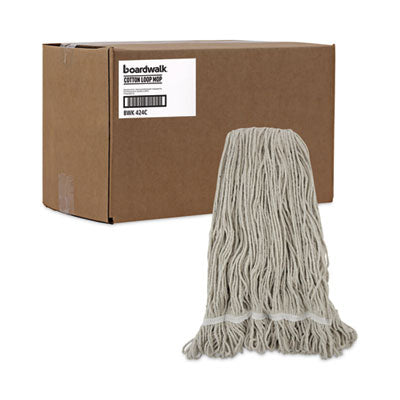 Pro Loop Web/Tailband Cotton Wet Mop Head, 24oz, White, 12/Carton Flipcost Flipcost