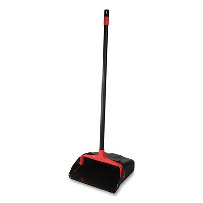 Maxi-Plus Lobby Dust Pan with Rear Wheels, 13 x 35, 30" Handle, Plastic, Black, 6/Carton Flipcost Flipcost