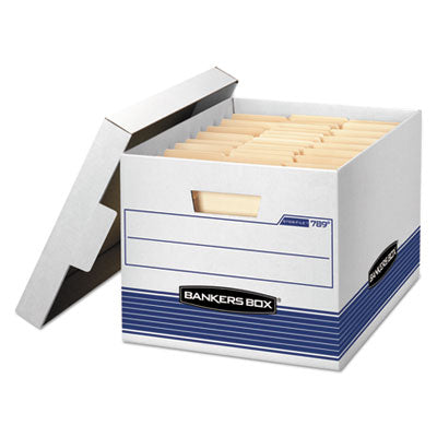 Bankers Box® STOR/FILE Medium-Duty Letter/Legal Storage Boxes, Letter/Legal Files, 12.75" x 16.5" x 10.5", White/Blue, 12/Carton Flipcost Flipcost