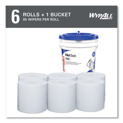 WypAll® Power Clean Wipers for WetTask Customizable Wet Wiping System with (1) Bucket, 12 x 12.5, Unscented, 95/Roll, 6 Rolls/Carton Flipcost Flipcost