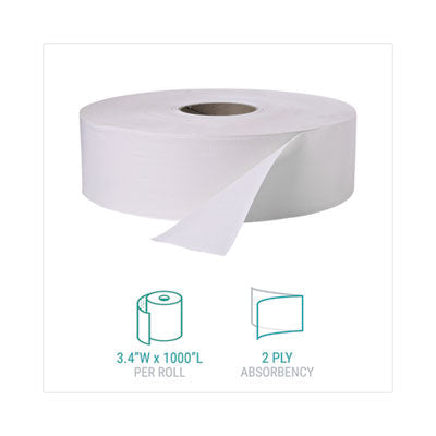 Windsoft® Jumbo Roll Bath Tissue, Septic Safe, 2 Ply, White, 3.4" x 1,000 ft, 12 Rolls/Carton Flipcost Flipcost