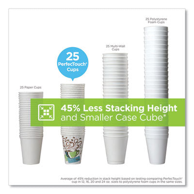 PerfecTouch Insulated Hot Paper Cups, 16 oz, Coffee Haze Design, 25 Sleeve, 20 Sleeves/Carton Flipcost Flipcost