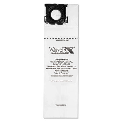 Vacuum Filter Bags Designed to Fit Allstar Javelin 12'' Series/Windsor Sensor S/S2/XP/Veramatic Plus, 100/Carton Flipcost Flipcost