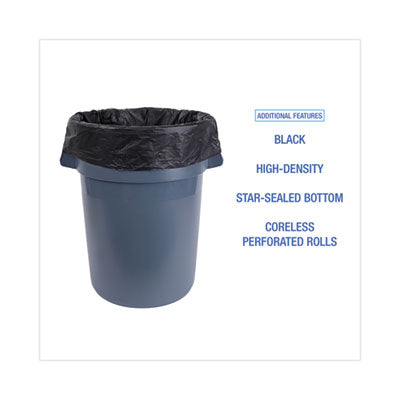 Boardwalk® High-Density Can Liners, 60 gal, 14 mic, 38" x 58", Black, 25 Bags/Roll, 8 Rolls/Carton Flipcost Flipcost