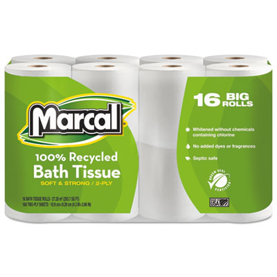 Marcal® 100% Recycled 2-Ply Eco-Friendly Septic-Safe Bathroom Tissue, White, 168 Sheets/Roll, 96 Rolls/Carton Flipcost Flipcost