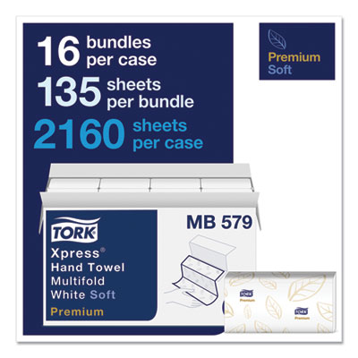 Tork® Premium Soft Xpress Multifold Towels, 2-Ply, 9.13 x 9.5, White with Blue Leaf, 135/Packs, 16 Packs/Carton Flipcost Flipcost