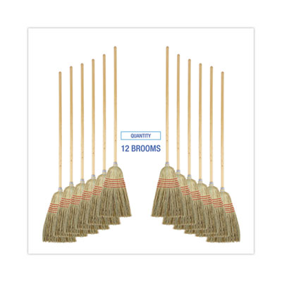 Parlor Broom, Yucca/ Natural Corn Fiber Bristles Broom, 56" Overall Length, , 12/Carton Flipcost Flipcost