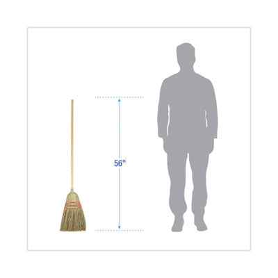 Parlor Broom, Yucca/ Natural Corn Fiber Bristles Broom, 56" Overall Length, , 12/Carton Flipcost Flipcost