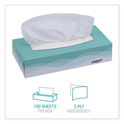 Windsoft Facial Tissue Pop-Up Box, 2 Ply, White, 100 Sheets/Box, 30 Boxes/Carton Flipcost Flipcost