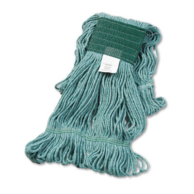 High-Volume Absorbent Mop Head, Cotton/Synthetic Fiber, 5" Headband, Medium Size, Green, 12/Carton Flipcost Flipcost