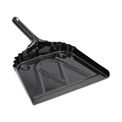 Metal Dust Pan, 12 x 14, 2" Handle, 20-Gauge Steel, Black, 12/Carton Flipcost Flipcost