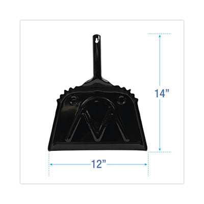 Metal Dust Pan, 12 x 14, 2" Handle, 20-Gauge Steel, Black, 12/Carton Flipcost Flipcost