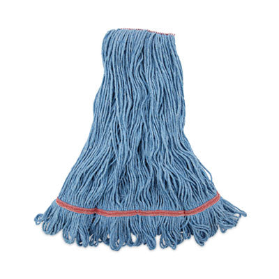 Super Large Blue Wet Mop Head, Cotton/Synthetic Fiber, 1" Headband, Large Size, Blue, 12/Carton Flipcost Flipcost