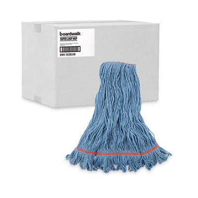 Super Large Blue Wet Mop Head, Cotton/Synthetic Fiber, 1" Headband, Large Size, Blue, 12/Carton Flipcost Flipcost