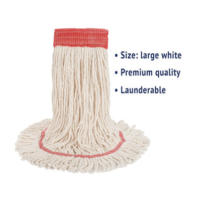 Super Loop Wet Mop Head, Cotton/Synthetic Fiber, 5" Headband, Large Size, White, 12/Carton Flipcost Flipcost