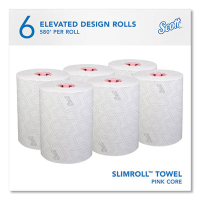 Scott® Slimroll Towels, 1-Ply, 8" x 580 ft, White/Pink Core, Traditional Business, 6 Rolls/Carton Flipcost Flipcost