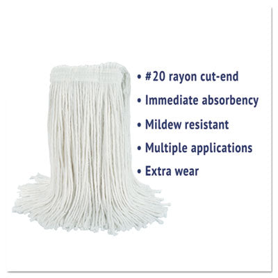 Boardwalk® Cut-End Wet Mop Head, Rayon, No. 20, White, 12/Carton Flipcost Flipcost