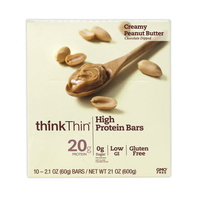 thinkThin® High Protein Peanut Butter Bars, 2.1 oz Bar, 10 Bars/Carton Flipcost Flipcost