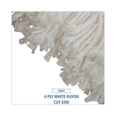 Boardwalk® Cut-End Lie-Flat Durable threaded mop head, Rayon, 16oz, White, 12/Carton Flipcost Flipcost