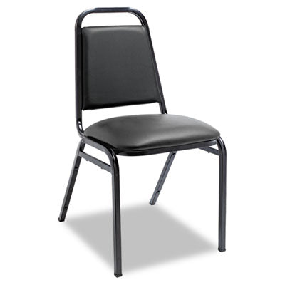 Stackable Padded Steel Chairs, Supports Up to 250 lb, 18.5" Seat Height, Black Seat, Black Back, Black Base, 4/Carton Flipcost Flipcost