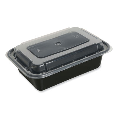 Microwavable Food Container with Lid, Rectangular, 16 oz, 7.48 x 5.03 x 2.04, Black/Clear, Plastic, 150/Carton Flipcost Flipcost