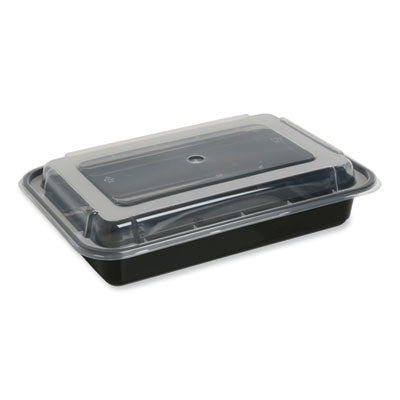 Microwavable Food Container Black with Lid, Rectangular, 28 oz, 8.81 x 6.02 x 2.04, Black/Clear, Plastic, 150/Carton Flipcost Flipcost