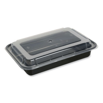 Microwavable Food Container Black/Clear with Lid, Rectangular, 32 oz, 8.81 x 6.02 x 2.24, Black/Clear, Plastic, 150/Carton Flipcost Flipcost