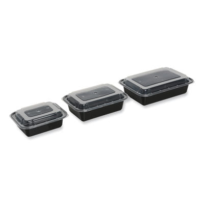 Microwavable Food Container Black/Clear with Lid, Rectangular, 32 oz, 8.81 x 6.02 x 2.24, Black/Clear, Plastic, 150/Carton Flipcost Flipcost