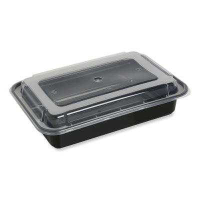 Microwavable Food Container with Lid, Rectangular, 38 oz, 8.81 x 6.02 x 2.48, Black/Clear, Plastic, 150/Carton Flipcost Flipcost