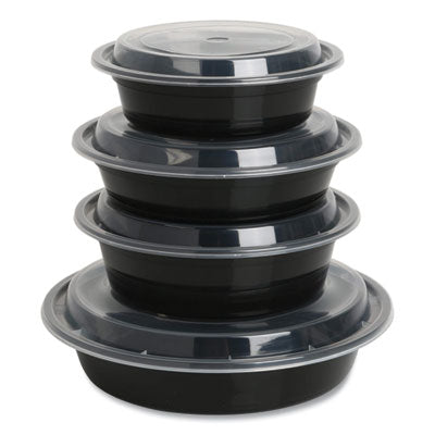 Round Microwavable Food Container with Lid, Round, 32 oz, 7.28 x 7.28 x 2.55, Black/Clear, Plastic, 150/Carton Flipcost Flipcost