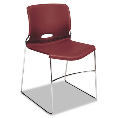 Olson Stacker High Density Chair, Supports 300 lb, 17.75" Seat Height, Mulberry Seat, Mulberry Back, Chrome Base, 4/Carton Flipcost Flipcost