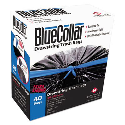 Black Drawstring Trash Bags, 30 gal, 1 mil, 30" x 34", 40 Bags/Box, 6 Boxes/Carton Flipcost Flipcost