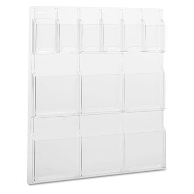 Clear Literature Display Stand, 12 Compartments, 30w x 2d x 34.75h, Clear Flipcost Flipcost