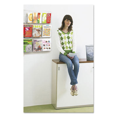 Clear Literature Display Stand, 12 Compartments, 30w x 2d x 34.75h, Clear Flipcost Flipcost