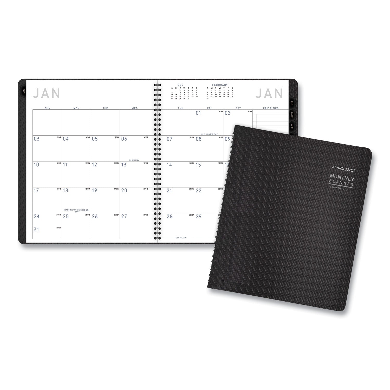 AT-A-GLANCE® Contemporary Monthly Planner, Premium Paper, 11 x 9, Graphite Cover, 12-Month (Jan to Dec): 2025