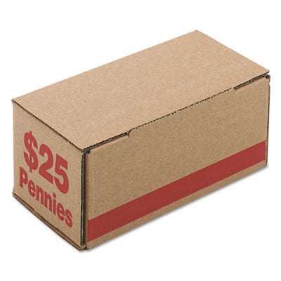 Corrugated Cardboard Coin Storage with Denomination Printed On Side, 8.5 x 4.38 x 3.63, Red Flipcost Flipcost