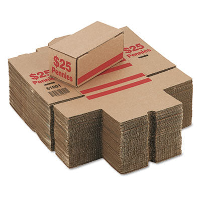 Corrugated Cardboard Coin Storage with Denomination Printed On Side, 8.5 x 4.38 x 3.63, Red Flipcost Flipcost