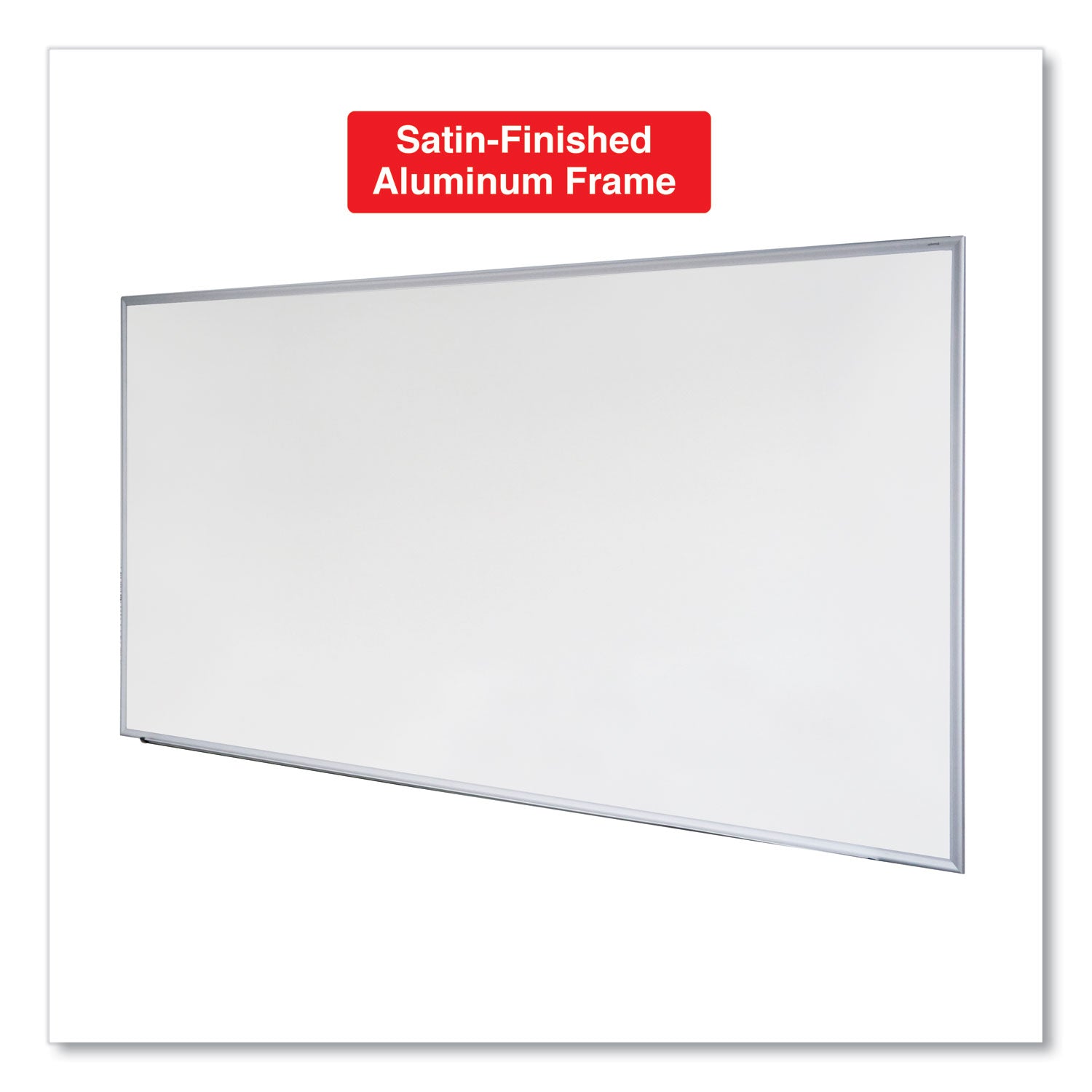 Universal® Deluxe Melamine Dry Erase Board, 72 x 48, Melamine White Surface, Silver Anodized Aluminum Frame