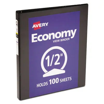 Economy View Binder with Round Rings , 3 Rings, 0.5" Capacity, 11 x 8.5, Black, (5705) Flipcost Flipcost