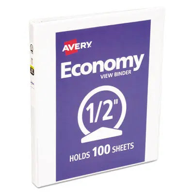 Economy View Binder with Round Rings , 3 Rings, 0.5" Capacity, 11 x 8.5, White, (5706) Flipcost Flipcost
