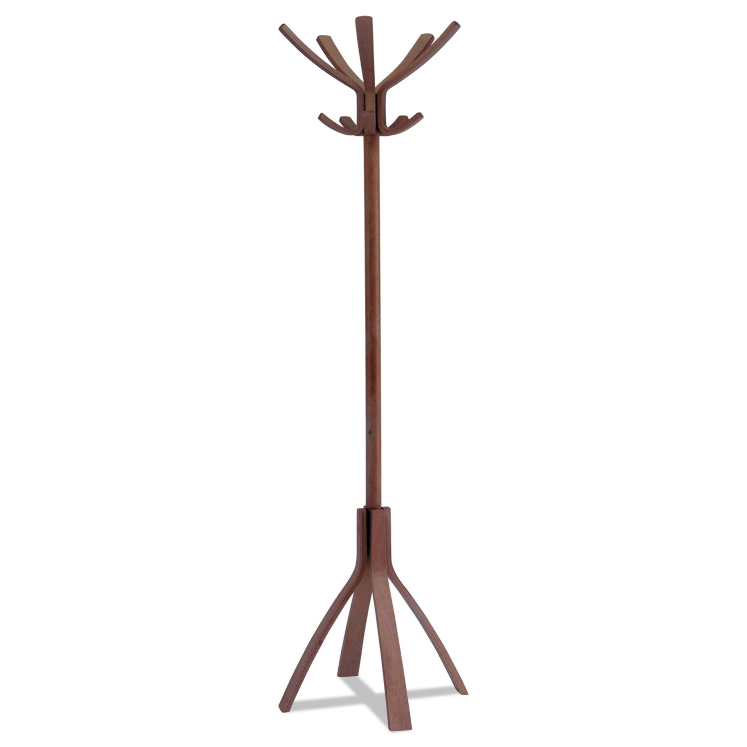 Alba™ Cafe Wood Coat Stand, Ten Peg/Five Hook, 21.67w x 21.67d x 69.33h, Espresso Brown