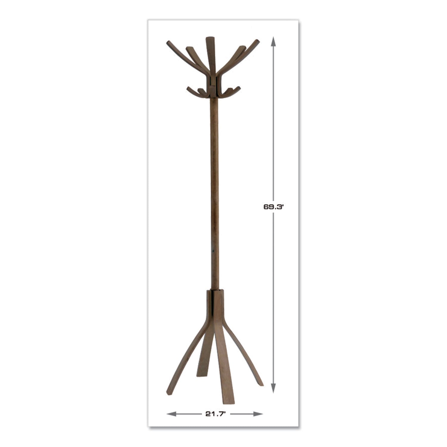 Alba™ Cafe Wood Coat Stand, Ten Peg/Five Hook, 21.67w x 21.67d x 69.33h, Espresso Brown